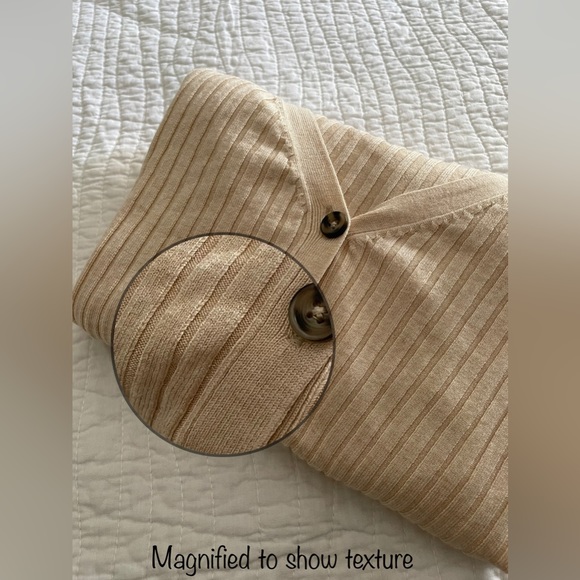 Marled Reunited Clothing Women’s Cream Ribbed Buttoned Cardigan - Picture 10 of 11